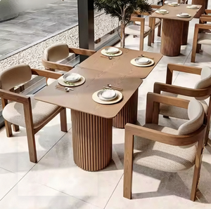 Chaise de salle à manger moderne en bois avec revêtement en tissu et pieds en bois pour l'ameublement de la maison - Product Image 2