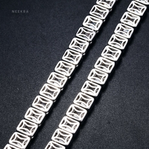 Cadena de tenis de moissanita con corte Baguette de 8mm de plata 925-Collar de tenis de moissanita helado para hombre, collar de diamantes de hip hop pesado - Product Image 6