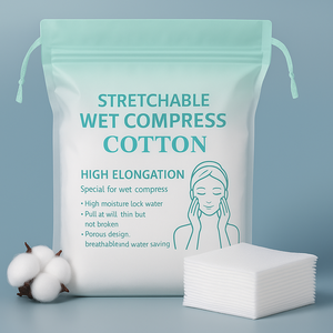 Tampons en coton élastiques de haute qualité, 1 couche, couleur personnalisée, OEM Vietnam, démaquillant, tampons en coton extensibles - Product Image 4