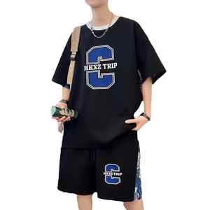 Ensemble de t-shirts tendance et décontractés à manches courtes pour hommes Sports d'été Hip Hop vintage de grande taille - Product Image 2