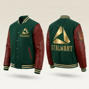 Veste d'hiver unisexe Stalwart en laine coupe-vent écologique, couleur bordeaux beige, avec logo brodé en chenille, respirante et à séchage rapide - Product Image 3