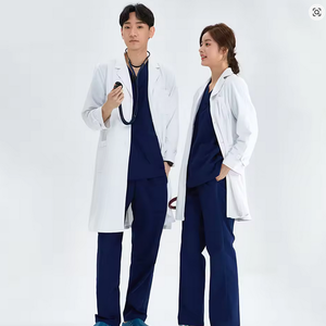 Bata básica blanca personalizable de longitud regular para hombres y mujeres como uniformes de hospital - Product Image 2