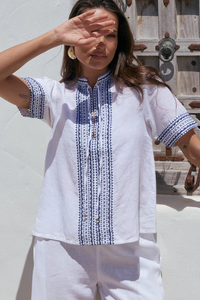 Blusa Boho de Lino con Bordado y Borlas para Mujer, Algodón Orgánico Ecológico, Transpirable y Lavable, Navidad - Product Image 3