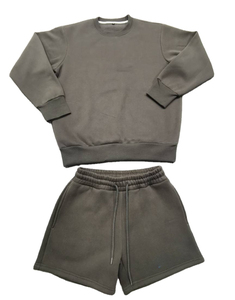 Shewin 2025 – Nouvelle collection automne : Ensemble décontracté 2 pièces pour femme, sweat-shirt à col rond et short respirant, rose avec nœuds brodés – Vêtements en gros - Product Image 6