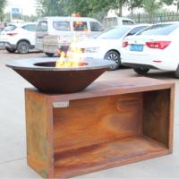 Kingjoy Forge Factory Vente en gros Brasero Plancha Barbecue multifonctionnel 3-en-1 pour extérieur en acier Corten rouillé à structure KD