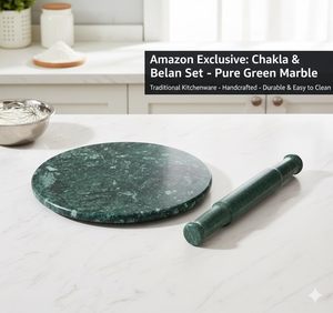 Natural Stone Marble <b>Rolling</b> Board Belan Brown Heavy Non-Porous Surface Eco-Friendly Floral <b>Pattern</b> Kitchen Tools Roti - Product Image 4