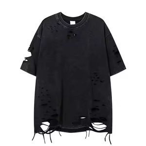 Camiseta Personalizada de Algodón 100%, Estilo Urbano, Talla Grande, Lavado Ácido, Vintage, Holgada para Hombre - Product Image 1