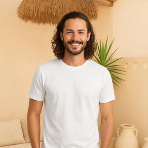 T-shirt unisexe décontracté Ultifresh 100% coton tissé anti-taches sérigraphié brodé logo personnalisé uni dos col rond - Product Image 6