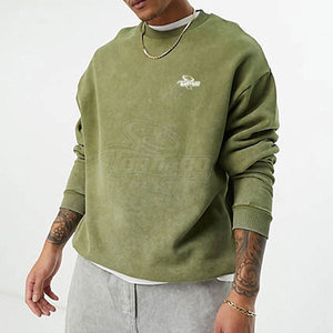 Haute qualité lavage à l'acide hommes col rond sweat solide impression motif hiver tissu plaine teint Technique sur mesure OEM sweats à capuche - Product Image 2