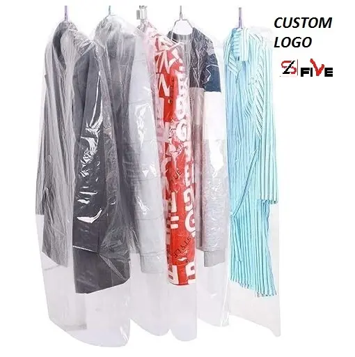 Bolsa de cubierta de traje de ropa no tejida personalizada Cubierta de vestido transparente de plástico de varios tamaños Traje de vestido de ropa colgante