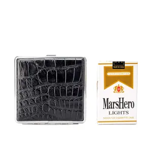 OEM ODM Customized Wholesale Luxury Black Genuine Crocodile Skin Leather Cigarette Case for Men