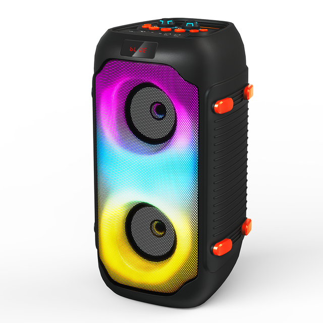 Audmic Factory Party Box Speaker Karaoke 2400mah Battery Double 4 Inch Speaker with Wireless Mic Big Outdoor Party Speakers