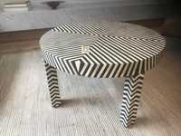 Table d'appoint et table basse tambour en os incrusté, style moderne classique vintage, faite à la main, écologique, pour usage domestique dans la chambre, fabriquée en Inde