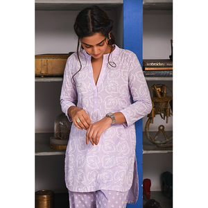 Feriha Short Kurta de Mujer con Pijama Conjunto de 2 Color Lila - Product Image 5