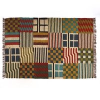 Vintage geometrische Muster Wolle Jute Kelim Teppiche mehrfarbig gesticktes Design Luxus hand gefertigten Teppich Home Hotel Garten tür Dekor