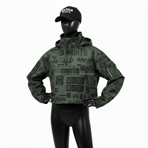 Veste Softshell pour femmes, tissu extensible premium 320GSM, vert, impression par sublimation intégrale, panneaux personnalisés avec logo, veste Softshell pour femmes - Product Image 4