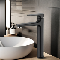 Haute qualité mat noir cuivre unique niveau pont monté robinet économie d'eau vanité salle de bain bain céramique Valve noyau laiton corps