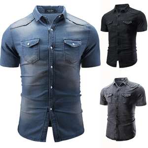 Camisa Vaquera Casual de Alta Calidad 100% Algodón, Manga Corta, Estilo Urbano, Ecológica, Transpirable, con Logotipo Personalizable, Cuello Doble - Product Image 5