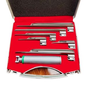 Endochoice <b>Medical</b> Non-Slip Handle Fiberoptic Miller Laryngoscope Set with Six Blades Stainless Steel Material - Product Image 1