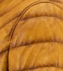 Venta al por mayor OEM Chaqueta Bomber de Cuero para Hombre Lona Impermeable Transpirable Color Amarillo PARA LA Temporada de Invierno - Product Image 5