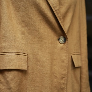 Top quemado naranja corbata cuerda cintura Chaqueta larga versión suelta traje con solapa frontal y bolsillos laterales - Product Image 3