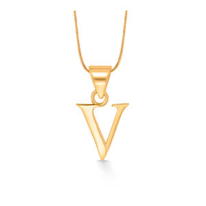 Colgante Geométrico con Letra V en Oro Amarillo para Unisex - Product Image 2