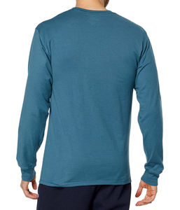 <b>mens</b> navy blue dark blue plain solid blank casual regular fit <b>long</b> <b>sleeve</b> tshirt crewneck basic tee <b>top</b> - Product Image 5