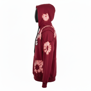 <b>Mens</b> Heavyweight Pullover <b>Hoodie</b> 380 GSM Soft Cotton Fleece Acid Wash <b>Red</b> Tone Raw Panel Custom Print Logo Basics <b>Hoodie</b> - Product Image 3