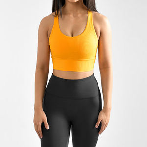 Soutien-gorge de sport côtelé pour femmes de qualité supérieure avec logo personnalisé, design élégant au dos, tissu doux, services OEM, confortable pour la salle de sport et le quotidien - Product Image 1