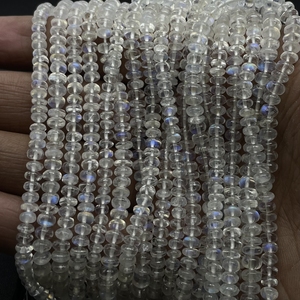 Rainbow Moonstone Smooth Rondelle Shape Beads , Natural White Rainbow Wholesale Beads For Jewelry Making - Product Image 3