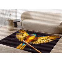 Gelber bedruckter Teppich mit offenem Papageienflügel-Design, weicher Vliesstoff-Teppich