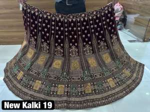 Rajwadi Maroon Velvet Lehenga Heavy Jarkan Cut Paste Bordado Doble Can Fit Long Choli 1,2 M 2,5 M Dupatta para Party Rani - Product Image 6