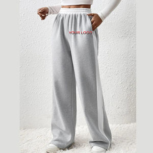 Pantalon de survêtement sur mesure 100% coton à jambes larges avec panneaux latéraux Logo personnalisé sérigraphié Baggy Jogger lourd pour femmes - Product Image 1