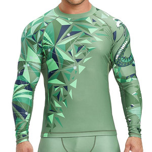 เสื้อรัดกล้ามเนื้อสำหรับผู้ชาย BJJ MMA ผลิตโดย OEM ผ้าสแปนเด็กซ์ พิมพ์ลายด้วยความร้อน แขนยาว ผ้า 260 กรัม คุณภาพสูง - Product Image 1