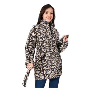 Veste matelassée en coton pour femmes, manteau d'hiver chaud à la mode avec col montant respirant imprimé de fleurs pour l'automne - Product Image 4