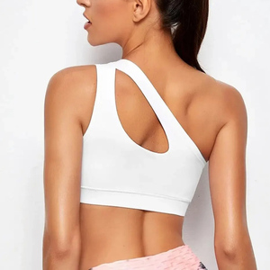 Soutien-gorge de sport asymétrique blanc pour femme, bretelles croisées, design découpé, maintien élevé, yoga, sans couture, respirant, séchage rapide - Product Image 2