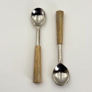 Juego de Cucharas para Helado de Acero Inoxidable de Calidad de Exportación con Mango de Madera para Vajilla de Hogar y Hotel, Juego de Cubiertos para Comer - Product Image 2