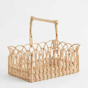 Panier en rotin profond tissé à la main avec poignées solides conçues pour un stockage lourd et un affichage attrayant dans les salons ou les chambres à coucher - Product Image 1