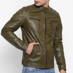 Chaqueta de cuero con cuello alto y cremallera para hombre, de la mejor calidad, estilo casual negro, estilo urbano, con teñido liso. - Product Image 6