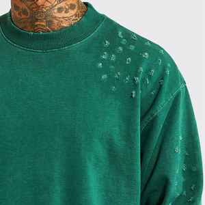 เสื้อสเวตเชิ้ตคอกลมผู้ชายผ้าฝ้าย 100% สั่งทำได้ตามต้องการจากโรงงานโดยตรง สวมใส่สบาย ลายปัก 3 มิติ ดีไซน์แบบทำเก่า สำหรับฤดูหนาว - Product Image 6