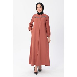 Abrigos, Chaquetas y Gabardinas Modestas con Detalles de Piedras y Cierre de Cremallera, Abaya - Product Image 1