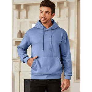 No String Hoodies Heavyweight 500 Gsm Fleece Hombres Slim Fit Basic Pullover Hoodies Sudadera Precio de fábrica Sudaderas con capucha - Product Image 3