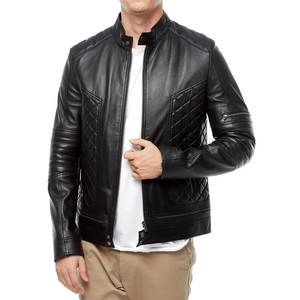 Chaquetas de cuero para hombre con estilo de fabricación OEM con cuello levantado de tela de lona: logotipo impreso personalizado y diseño transpirable de colores - Product Image 1