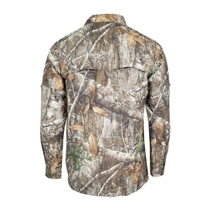 เสื้อยืดวินเทจแขนยาวคุณภาพสูงแบบกําหนดเอง ชุดตกปลาบุรุษ เสื้อเชิ้ตลายพราง Realtree ปุ่มขึ้นปก - Product Image 5