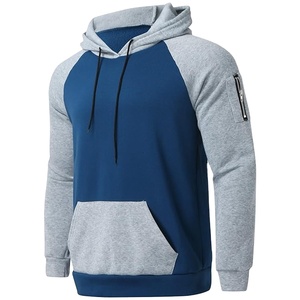 Wholesale <b>Men</b> Color Block Hooded Tracksuit Top 3/4 Sleeve <b>Pullover</b> Sweatshirt Casual Jogging Sportswear Factory Manufacturer Pro - Product Image 4