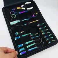 Kit de Coiffure Professionnel HOOPER COMPANY pour Usage Commercial – Outils d'Extension de Cheveux Multicolores en Acier Inoxydable, Incluant Pinces et Aiguilles