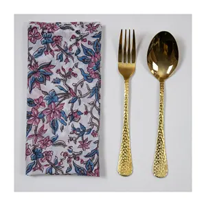 Custom textile printed cotton Hand block print floral napkin for dining organic napkin set for wedding party decoration