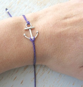 Silver <b>String</b> Anchor Bracelet, <b>Gold</b> <b>String</b> Anchor Bracelet, Anchor Charm Bracelet, Adjustable Bracelet, Simple Anchor Bracelet - Product Image 1