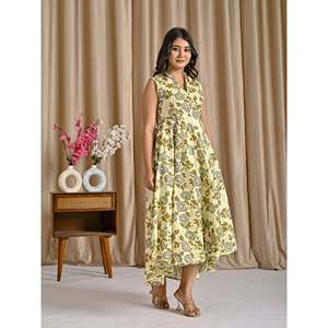 Vestido Corto Verde de Algodón Estampado con Diseño Asimétrico, Transpirable, Casual, para el Día o Discoteca, con Cintura Baja, ODM, Ropa Casual Elegante - Product Image 6