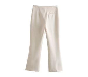 Ropa femenina, nuevos Pantalones rectos laterales Vintage, cremallera, Mosca, blanco, cintura alta, ropa de calle de calidad superior, pantalón/pantalón para mujer - Product Image 2